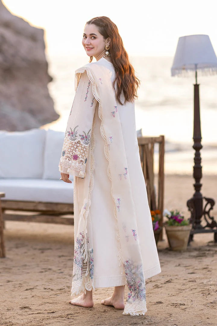 QALAMQAR- 3Piece CHIKENKARI LAWN EMBROIDERED WITH ORGANZA HEAVY EMBROIDERED READY TO WEAR DUPATTA-ORC-041