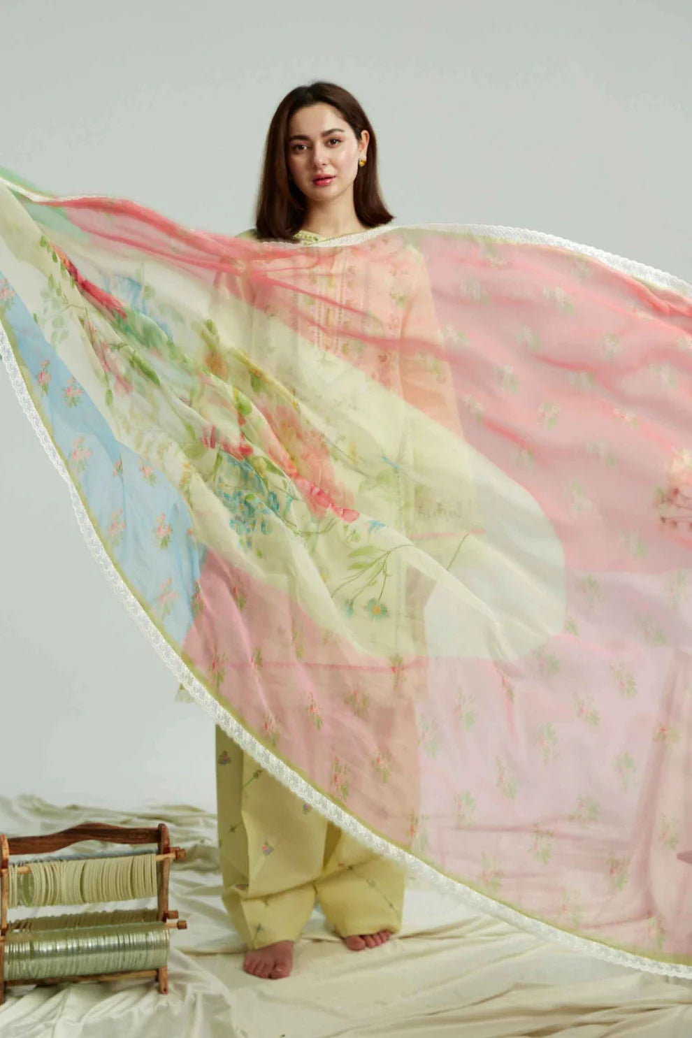 ZARASHAHJAHAN-3Piece LAWN EMBROIDERED SHIRT WITH MONARK PRINT DUPATTA & EMB TROUSER-ORC-042