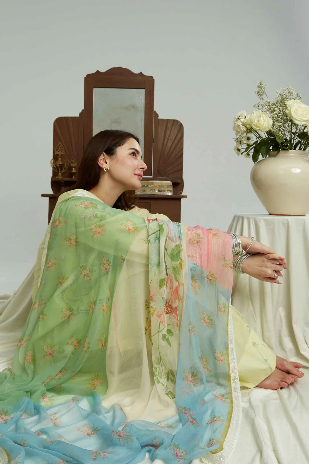 ZARASHAHJAHAN-3Piece LAWN EMBROIDERED SHIRT WITH MONARK PRINT DUPATTA & EMB TROUSER-ORC-042
