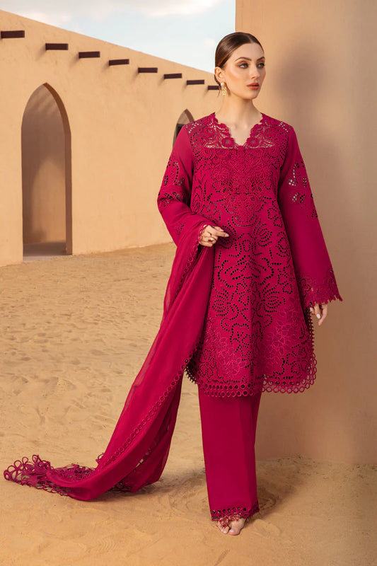 RANG RASIYA-CHIKAN KARI 3Piece EMBROIDERED LAWN SHIRT WITH ORGANZA EMBROIDERED DUPATTA AND TROUSER-ORC-O31