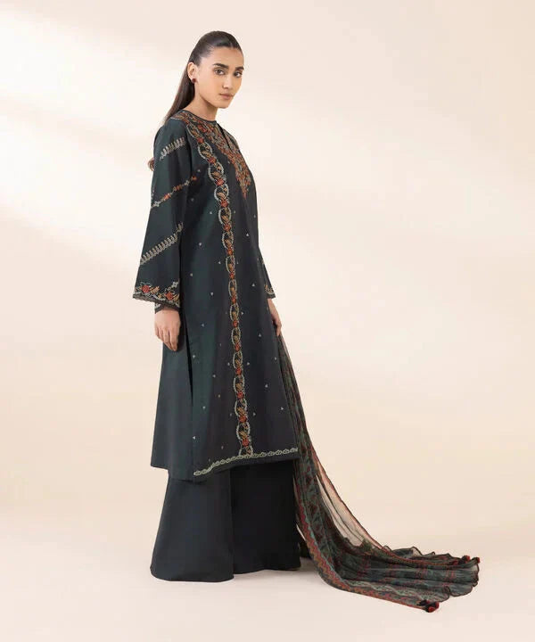 SAPPHIRE-3Piece LAWN EMBROIDERED SHIRT WITH MONARK PRINT DUAPATTA AND TROUSER-ORC-078