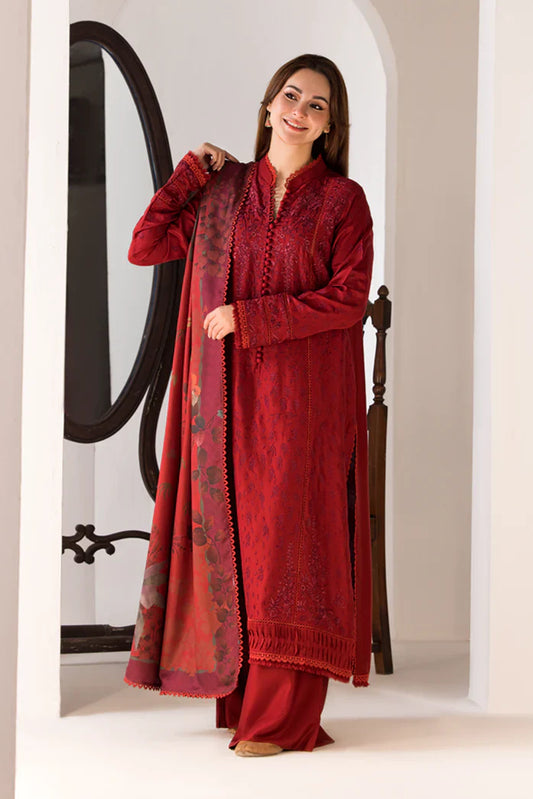 SOBIA NAZIR- 3Piece LAWN EMBROIDERED SHIRT WITH MONARK PRINTED DUPATTA AND TROUSER-ORC-037