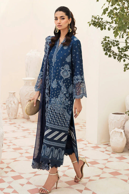 AFROZE-3Piece LAWN EMBROIDERED SHIRT WITH CHIFFON EMBROIDERED DUPATTA AND TROUSER-ORC-011
