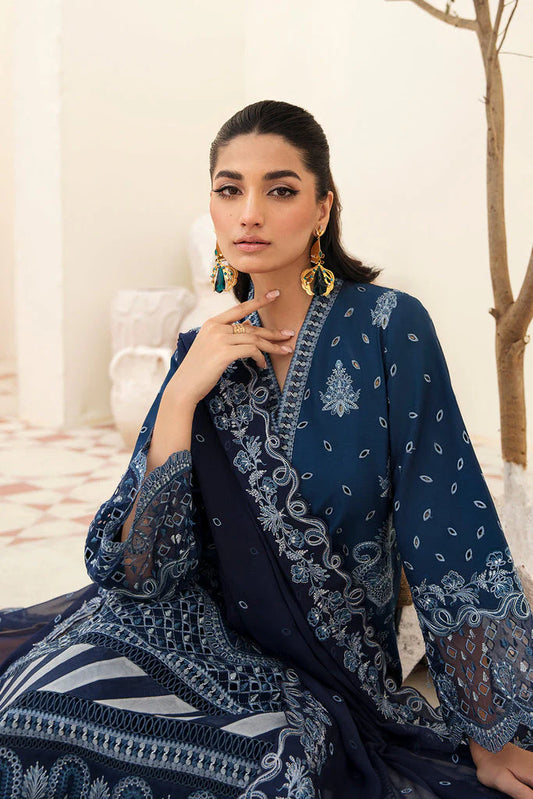 AFROZE-3Piece LAWN EMBROIDERED SHIRT WITH CHIFFON EMBROIDERED DUPATTA AND TROUSER-ORC-011