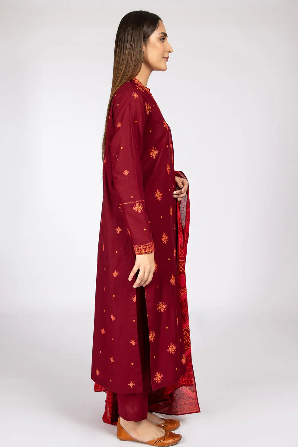 KAYSERIA- 3Piece LAWN EMBROIDERED WITH MONARK PRINT DUPATTA & TROUSER-ORC-038