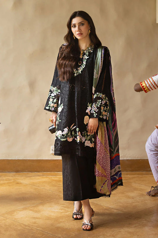 MUSHQ-3Piece LAWN EMBROIDERED SHIRT WITH MONARK PRINT DUAPATTA AND TROUSER-ORC-063