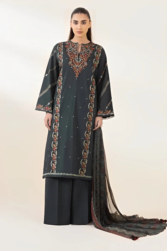 SAPPHIRE-3Piece LAWN EMBROIDERED SHIRT WITH MONARK PRINT DUAPATTA AND TROUSER-ORC-078
